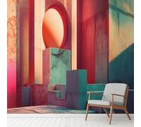 3D Abstrait Géométrique Espace Film Stickers Muraux Autocollant Illusion Espace Papier Peint, Bohème Minimalisme Mural pour Salon Chambre Décoratif Papier Pour Meuble Stickers Muraux 366 x 254 cm