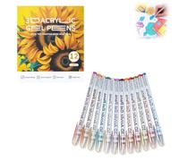 3D Acrylic Gel Pens, 36 Colors, 1mm Bullet Tip, Quick Dry Glitter GelPens, Ideal for Stone, Wood, Calligraphy, Canvas, Ceramic, Metal, Glass, Rock Painting, DIY Crafts Art Supplies Kit (12pcs)
