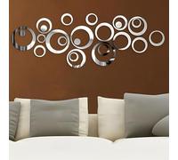 3D Acrylique Miroir Sticker Mural, 24 Pièces Réglage Miroir Acrylique Amovible Sticker Mural, Stickers Muraux Auto-Adhésif Amovible Écologique pour la Maison Chambre Salon Salle de Bains Décoration