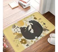 3D Adorable Black Cat & Mice Non-Slip Mat, Whimsical Floral Design for Animal Lovers and Home Decor-60x90cm