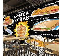 3D américain Fast Food Mural papier peint poulet Doner Kebab Snack Bar Restaurant décor industriel fond papier Murale Papier Peint 3D Salle de séjour Chambre à coucher séjour Mural enfant-150cm×105cm