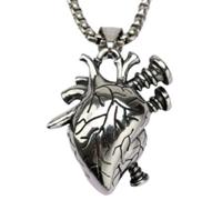 3D Anatomical Rebel Heart Pendant Necklace, Titanium Steel Gothic Jewelry, Unisex Accessory for Men & Women (Single pendant)