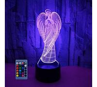 3D Ange LED Lampe Art Déco Lampe Lumières LED Décoration Lumière Contrôle à distance 7/16 Couleurs Change Alimenté par USB Enfants Cadeau Anniversaire Noël Cadeau