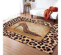 3D Animal Léopard Talons Hauts Tapis pour Living Room,Super Doux Velours Tapis,Imprimé 3D Antidérapant Tapis De Jeu Ramper Tapis pour Home Decor 80 X 120 Cm - avec Support en Caoutchouc -8E8L-T3B