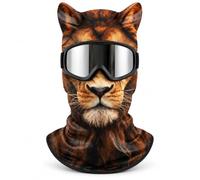 3D Animal Ski Masks with Ears, 8 Pack Cat Balaclava Face Covers | Eight 3D animal masks add playful style with full face and neck coverage for winter outings and costumes(Lion a)