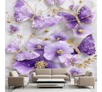 3D Aquarelle Fleurs Sauvages Autocollant Papier Peint, Papillon Luxueux Resistant a l'eau Mural, Paysage Coloré Stickers Muraux poster Pour Salon Chambre Cuisine Décoration Murale 315x450 cm