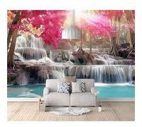 3D Art Self-adhesive Wallpaper Mural Forest, waterfall, tree, sunshine, nature, scenery 100x70cm Print Photo Bedroom Restaurant Office Family Living Hallway