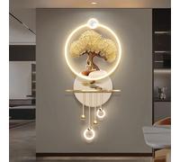 3D Art Wall Decor with LED Light,Creative Landscape Design, Modern Home Decors Picture, Plug-in Power Supply, Gold(C)