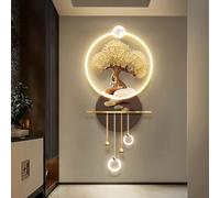 3D Art Wall Decor with LED Light,Creative Landscape Design, Modern Home Decors Picture, Plug-in Power Supply, Gold(B)