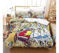 3D Asterix Anime Housse De Couette Parure De Lit 3 Pièces pour Enfants Adolescents Garçons Microfibre avec Fermeture À Glissière Taies d'oreiller Single（140x200cm）