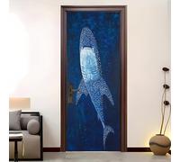 3D Auto-Adhésif Porte Autocollants 83x205 cm ThèMe Baleine Bleue OcéAnique Peintures Murales de Porte Amovible Vinyle étanche Bleu pour Chambre Salle De Bain Papier Peint Art Déco