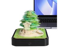 3D Autocollant Autocollant Art Arbre et Maison Design Ornement de Bureau | Avec protection contre la poussière transparente Notes adhésives pour sculpture en papier détachable Marque-pages Étude