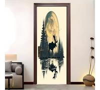 3D Autocollant Film adhésif pour porte 83x205 cm Art de thème naturel Intérieur PVC Stickers Porte Décoratif,Amovible Autocollant Muraux Jaune clair Pour salon,cuisine chambre à coucher