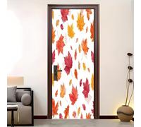 3D Autocollant Film adhésif pour porte 90x200 cm Thème de feuille d'érable d'automne Intérieur PVC Stickers Porte Décoratif,Amovible Autocollant Muraux Blanc Pour salon,cuisine chambre à coucher