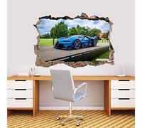 3D Autocollant mural Bugatti Chiron Vision Gran Turismo 3D Smashed Wall Sticker Decal Art Mural 55x80cm
