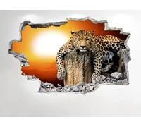 3D Autocollant mural Sticker mural léopard coucher de soleil aspect 3D - chambre salon nature animal décalcomanie Z177 80x120cm