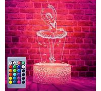 3D Ballet Lampe Illusion d'optique Veilleuse, 16 couleurs Bureau Décoration de table cadeau de Noël parfait avec