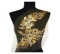3D Beaded Embroidery Sequin Lace Applique, Applique Net Trim Couture Tissu Col Patch Motif Robe de Mariée Mariée Bricolage Artisanat(Onecolor)