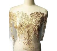 3D Beaded Embroidery Sequin Lace Applique, Appliques brodées en maille blanche à paillettes for robe de mariée, bordures en dentelle, patch de couture en maille for robe DIY(Onecolor)