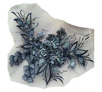 3D Beaded Embroidery Sequin Lace Applique, Appliques en dentelle for robe de mariée, broderie, couture, décoration DIY(Dark Blue)