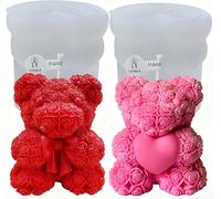 3d Bear Silicone Moulds,Mini Rose Bear Candle Mould,Flower Bear Candle Mould,Pouring Moulds,Diy Birthday Gifts,Soap Molds,Plaster Moulds,Scented Candles Cake Decoration