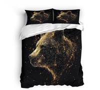 3D Bedding Housse de Couette 200x220 cm Ours Brun Starlight Parure de Lit 3 Pièces Ensembles en Microfibre Brossée avec 2 Taies d'oreiller 50x75 cm avec Fermeture Éclair