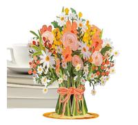 3d Birthday Card, 3d Paper Flowers Heartfelt Message Card, Handmade Pop-Up Greeting, Gift for Teachers Friends Family Wife Husband Girlfriend Mother Father, Decorative Paper Craft