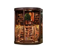 3D Book Nook Kit - DIY Maison Miniature 3D en Bois avec Lumière LED Tactile, Bibliothèque Rotative À Deux Niveaux, Étagère Arbre & Couverture Acrylique Intelligent Tree