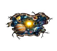 3D Brisé Bleu Cosmique GalaxieDécalcomanies murales, Magique Milky Voie lactée Extérieur l'espace Stickers muraux, Étoiles et solaire Système solaire Papier peint pour Enfants Garçons Plancher