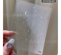 3d Bronzing Silver Nail Art Sticker 8*10cm Laser Boh¿ºme Star Moon Sun Nail Decals","Auto-Adh¿¿Sif Silver Manucure Slider Nkw-52t #L