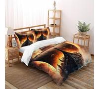 3D Brûler Un Navire Viking Parure De Lit Filles 3 Pièces Décoration De Chambre À Coucher Taies D'oreillers avec Fermeture Éclair Super King(260x220cm)