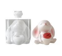 3D Bunny Mold - Rabbit Craft Form, Cute Animal Casting for Easter Celebrations, Decorative Sculpture Mold with Flower Insert, Indoor Craft Tools, Festive Figurine Mould for Birthday Parties