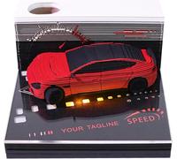 3D Calendar 2026, Time Piece Calendar 2026, Tear-Away 3D Paper Art Notepad w LED Lights, Paper Sculpture Tree House, Tear Off DIY Decorative Gift (Red Car)