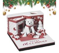 3D Calendar - 3.15 Inches Christmas Bear Tear Away 2026 Desktop Calendar for Home Office School Planning, Cute Notepad with Decorative Design, Desk Accessory for Classroom Working Place
