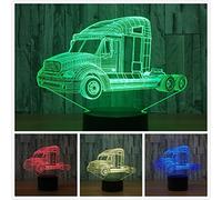 3D camion Illusion d'optique Veilleuse, 7 couleurs changeantes Ampoule de voiture Lampes Bureau Décoration de table cadeau de Noël parfait avec