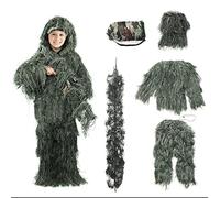 3D Camouflage Ghillie Suit, Tenue Camouflage Chasse, Camouflage Ghillie Desert Sniper Airsoft Camouflage du désert, Veste Pantalon Chapeau Ensemble De 5 Pièces pour Adulte Enfant A,150