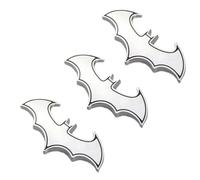 3D Capot de Voiture Emblèmes, 3 Pcs Emblème en Acier Inoxydable Chauve-Souris Batman pour Voiture, Autocollant Voiture 3D en Acier Inoxydable Emblème Bat,Autocollant Métal Chromé Badge Batman, argent