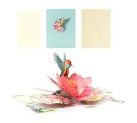3D Cards | With Envelope Blank Hummingbird flower| Combines An Elegant Floral Bird Design With A Warm, Personal Touch, Thanks To The Included Handwritten Note Card. It Is A Special Her Card Designed