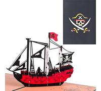 3D Carte d'anniversaire,Pop Up Cartes de Bateau Pirate,Carte de Fin d'études,Carte d'encouragement,Carte de Voyage