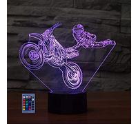 3D Cascades de Moto LED Lampe Art Déco Lampe Lumières LED Décoration Lampes Cadeau Veilleuse Télécommande 7/16 Couleurs Change Alimenté par USB Enfants Cadeau Anniversaire Décoration de Noël