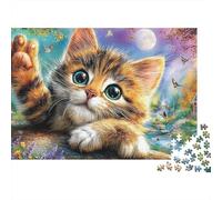 3D Cat Jigsaw Puzzles Colourful, Garden Kitten Fun Challenging & Brainteasing 1000 Pc Adults Jigsaw Puzzle Recycled Carton Jigsaw 1000 Pièces Jigsaw Puzzle 1000 Pieces for Adult Challengin