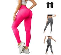 3D Cellulite Leggings for Women,High Waist Butt Lifting Tummy Control Yoga Pants,Seamless Scrunch Compression Gym Leggings (FR/ES, Alpha/Lettres, M, Taille Normale, Taille Normale, Red)