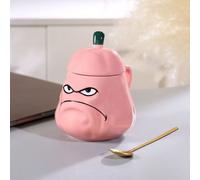 3D Ceramic Coffee Mug, Creative Art Milk Mug, Funny Mug with Lid, Suitable for Home, Office and School