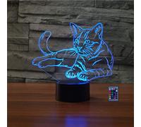 3D Chat LED Lampe Art Déco Lampe Lumières 3D Lampe Contrôle à distance Touch Control 7/16 Couleurs Change Veilleuse USB Powered Enfants Anniversaire Noël Cadeaux
