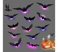 3D Chauve Souris Halloween, 12 Pièces Chauve Souris Jouet Halloween Suspendu Fantôme Décoration Exterieur ou Interieur, Accessoires Halloween Bricolage Deco pour la Fenetre, Mur, Porte, Branche