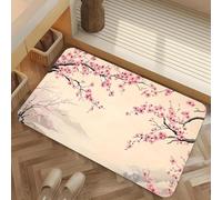 3D Cherry Blossom Print Floor Mat, Polyester Fabric, Machine Washable, Suitable for Bedroom and Living Room decoration-40x60cm