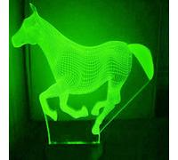 3D cheval Lampe Lumière Illusion d'optique Veilleuse, 7 couleurs Bureau Décoration de table Lampes cadeau de Noël parfait avec