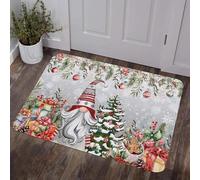 3D Christmas Gnomes Xmas Balls Snowflake Doormat Decor Anti-Slip Front Door Rug Welcome Mat Bedroom Floor Mat Christmas Decorations-60x90cm