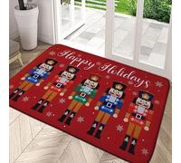 3D Christmas Nutcracker Welcome Entrance Doormat Decor Kitchen Hallway Balcony Rugs Bathroom Non-Slip Foot Pad Xmas Decorations-50x80cm