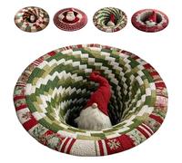 3D Christmas Round Rugs, Soft & Non-Slip Red Christmas Door Mat with Santa Claus & GNOME Mat, Perfect Optical Illusion Rugs for a Joyful Holiday Welcome (D,60CM)